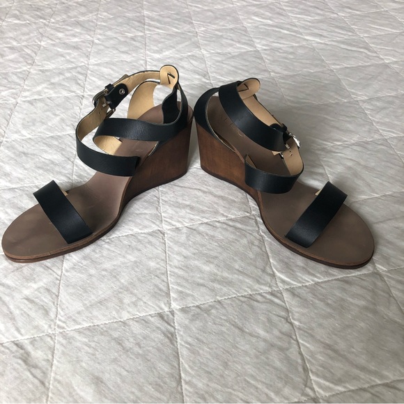 Aldo black leather wedge sandals - Picture 2 of 15